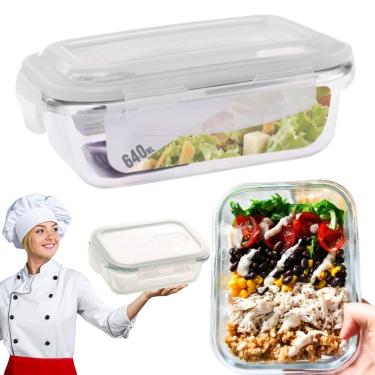 Imagem de Vasilha De Vidro Hermético Marmita Tampa 640ml P/ Microo Freezer Congelador, Guardar Alimento