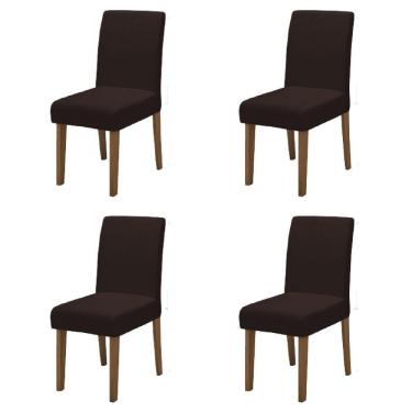 Imagem de Conjunto Com 4 Cadeiras Estofada Sala De Jantar Trieste Siena Cedro / Marrom Dobuê Cedro