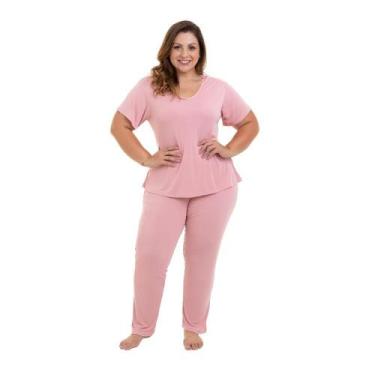 Imagem de Pijama Longo Liganete Rose Sepie 1052-PL Plus Size, 54, Rose