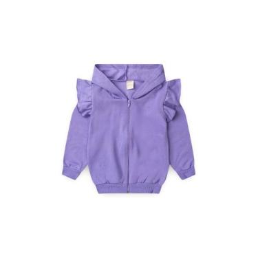 Imagem de Jaqueta Inverno Menina Tulipa Com Babado nas Mangas e Capuz em Moletom