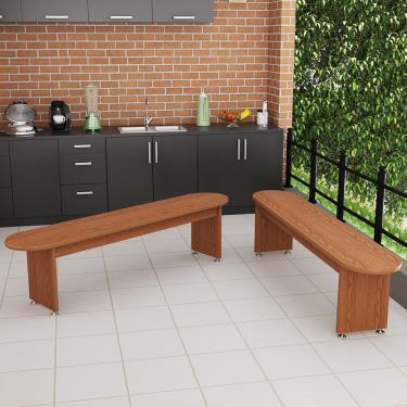 Imagem de Conjunto De 2 Bancos Ovais Rustico Em Mdf Seguro Gourmet
