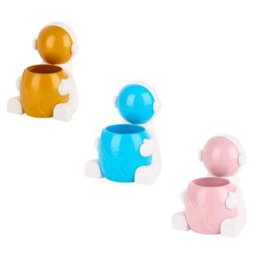 Imagem de 3 Porta Lapis Infantil Autocolante Astronauta Organizador Escrivaninha