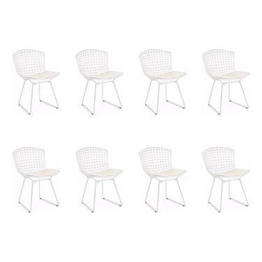 Imagem de Kit 8 Cadeiras Bertoia Branca Com Assento Branco