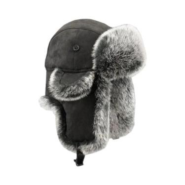 Imagem de Chapéu Unissex De Couro Camurça Com Abas De Pele Sintética, Estilo Rus