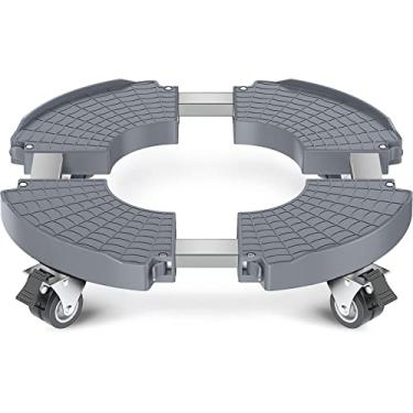 Imagem de VANCASTLE Suporte de plantas com rodas de capacidade resistente de 199 kg, suporte ajustável de 38 a 55 cm, carrinho de plantas grande com rodízios para mudança de vaso de flores, 1 pacote, cinza