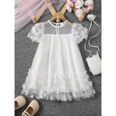 Imagem de Meninas verão malha emenda tridimensional flor moda vestido de princes