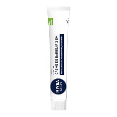 Imagem de NIVEA MEN Creme de Barbear Sensitive 2 em 1 65g, Protege a Pele, Previne Irritações, Deslizamento Suave, Extrato de Camomila, Pele Sensível