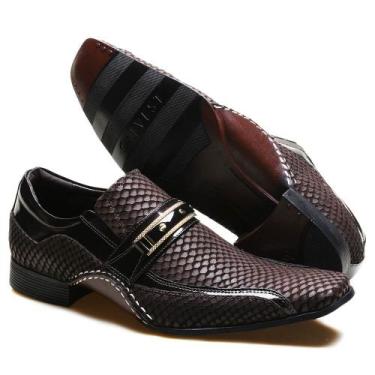 Imagem de Sapato Social Masculino Calvest em Couro Snake Café 1930C229 Tamanho:4