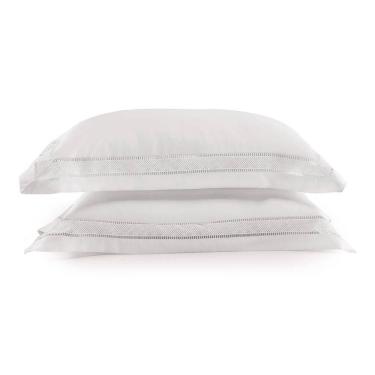 Imagem de Jogo De Fronhas Altenburg Cetim Bambu 300 Fios Unitá Branco 50cm X 70cm