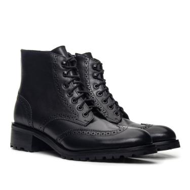Imagem de Bota Coturno Feminina Couro Brogue Casual Conforto-Feminino