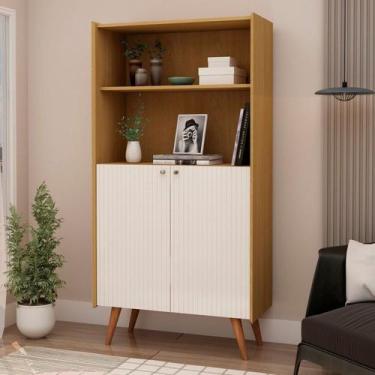 Imagem de Estante Livreiro com Molduras Detalhes em 45 100% Mdf e 2 Portas Pés e