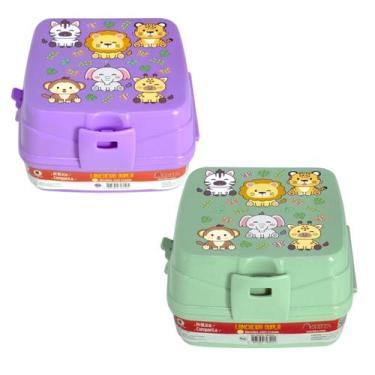 Imagem de Lancheira Dupla Com 4 Divisórias Com Travas Infantil - Art, Roxo
