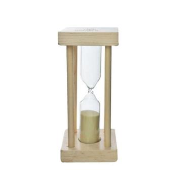 Imagem de Ampulheta de vidro com base de madeira 10 minutos 11,5cm - Fu Xing, BE