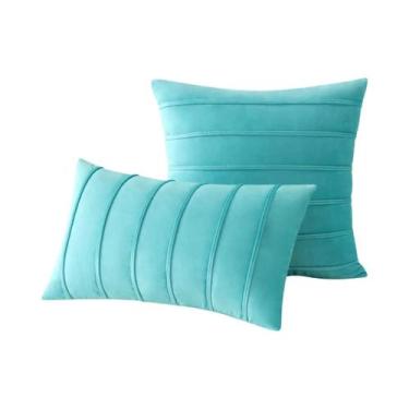 Imagem de Capa De Almofada De Veludo Listrada Para Sofá E Cadeira, 30x50cm 45x45