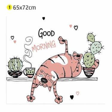 Imagem de Adesivo Parede Cat Good Morning 65x72 quarto infantil - escolhidoporam