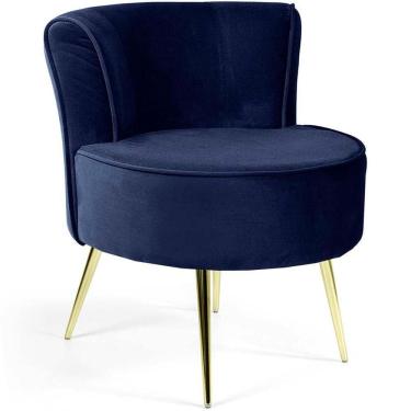 Imagem de Poltrona Decorativa Para Sala De Estar Olivia Pés Palito Gold Veludo Azul Royal - Nexta Casa