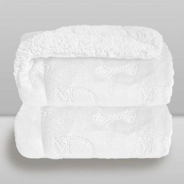 Imagem de Cobertor Plush com Sherpa Ferrete Branco 100x150 - Laço Bebê