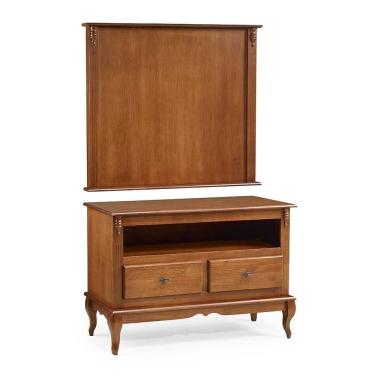 Imagem de Rack com Painel para Sala 120cm Pés Luis XV 2 Gavetas e Nicho Linz Móveis - Imbuia Glazer