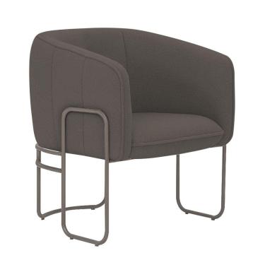 Imagem de Poltrona Sala De Estar Marie Base Aço Titânio Bouclé Marrom - Nexta Casa