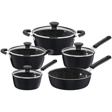 Imagem de Jogo de Panelas Tramontina Revestimento Cerâmico de Alumínio Cinza 5 P