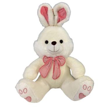 Imagem de Coelho de Pelúcia com Laço Xadrez 41cm Sortido Fizzy F1880