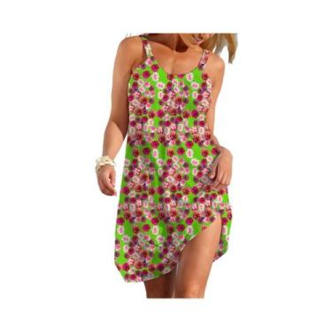 Imagem de Vestido Feminino Estilo Pastoral A-line Casual Com Estampa Floral Solt