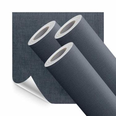 Imagem de Kit 3 Papel de Parede Adesivo Lavavel Linho Tecido Jeans Escuro 15M - 
