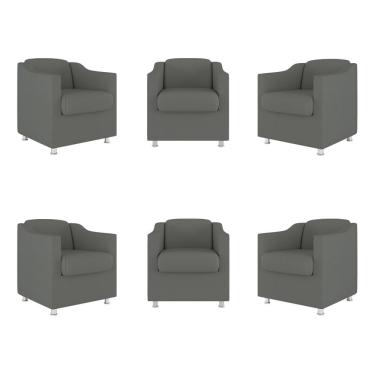 Imagem de Kit 06 Poltronas Tilla Sala De Espera Clínica Suede Cinza Balaqui Decor