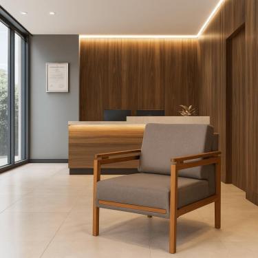 Imagem de Poltrona Decorativa Montreal Linho Marrom Casa Imperial