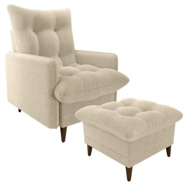 Imagem de Poltrona De Amamentação Com Puff Montreal Reclinável Velusoft Natural Milani Movelaria