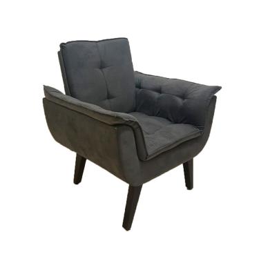Imagem de Poltrona Decorativa Opala Plus Para Sala De Estar Quarto Escritório Suede Cinza Rud House