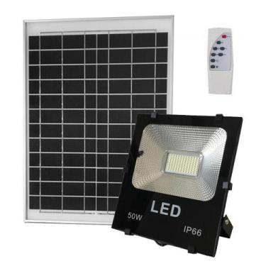 Imagem de Refletor Solar Led 50w Painel Celula Bateria Recarregável Placa Contro