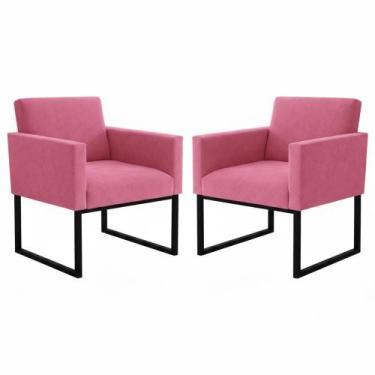 Imagem de Kit 2 Poltronas para Recepção Lina com Base de Ferro Preto Resistente 