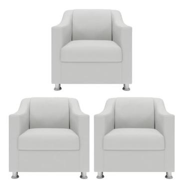 Imagem de Kit 3 Poltronas Reforçadas Recepção Barbearia Tecido material sintétic