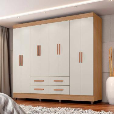 Imagem de Guarda Roupa Casal 8 Portas 4 Gavetas com Pes Lite Moveis Leao