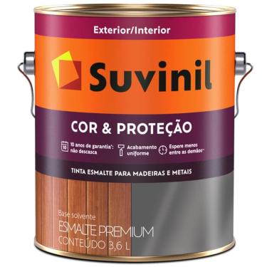 Imagem de Tinta Esmalte Sintético Cor e Proteção Brilhante Para Madeira e Metal 3,6 Litros Preto - 53376179 - SUVINIL