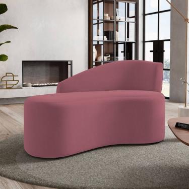 Imagem de Namoradeira Compacta Decorativa Orgânica Auren 100cm Suede Rosa - Desk Design