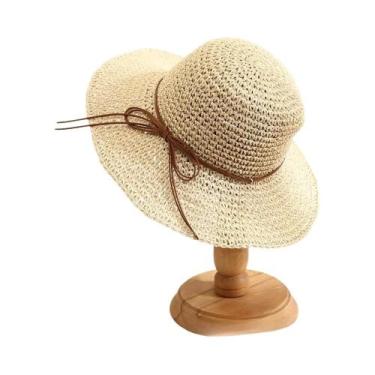 Imagem de Chapéu De Sol Feminino De Palha Com Aba Larga E Laço - Proteção Solar 