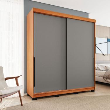 Imagem de Guarda-Roupa Casal Madri 2 Portas 2 Gavetas Cinza/Freijó - Politorno