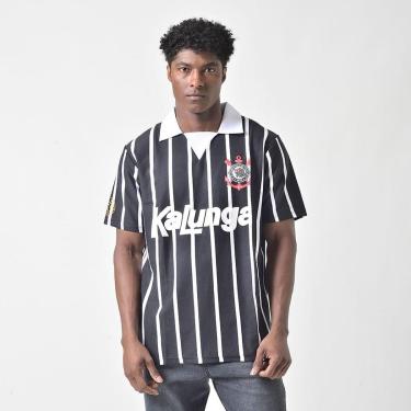 Imagem de Camisa Polo Retrô Corinthians Kalunga Masculina S/N Preto Corinthians-Masculino