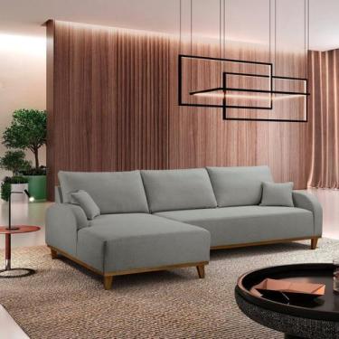 Imagem de Sofá 3 Lugares com Chaise Lado Esquerdo 250cm em Linho Mercúrio - Le e