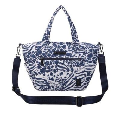 Imagem de Bolsa Satchel Grande Fellipe Krein Ss23 Matelassê Casual Fk637 - Azul,
