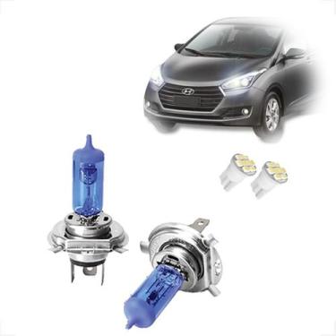 Imagem de Kit de Lâmpadas Halógena Super Brancas Farol Alto e Baixo H4 para HB20