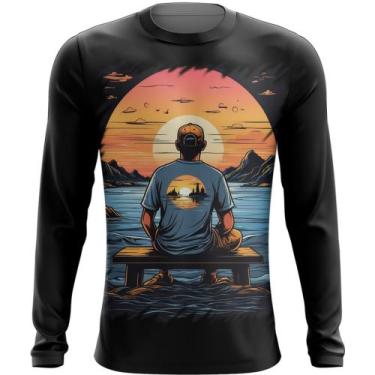 Imagem de Camiseta Manga Longa Pesca Esportiva Pôr do Sol Peixes 19 - Kasubeck S