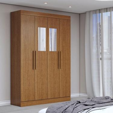 Imagem de Guarda-Roupa Solteiro Splendore 4 Portas 2 Gavetas com Espelho 100% Mdf Cinamomo - Pano...