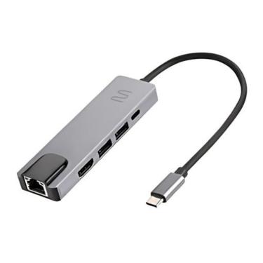 Imagem de Hub USB Tipo-C 5 em 1 Hub Dock com HDMI 4K RJ45 Ethernet USB 3.0 e Power Delivery 100W Multilaser
