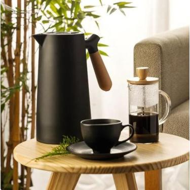 Imagem de Garrafa Térmica de Café 1000ml Plástico Cabo de Madeira e Termômetro D