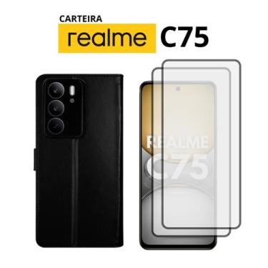 Imagem de Capa Carteira Compativel Para Realme C75 + 2 Pelicula Vidro - Generica