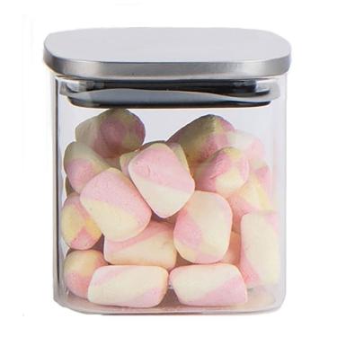 Imagem de KIT 2 POTE MANTIMENTOS HOME&CO QUADRADO COM TAMPA INOX BOROSSILICATO 600ml 10x10x10