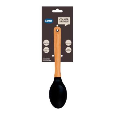 Imagem de Colher Silicone e Bamboo Preto Mor